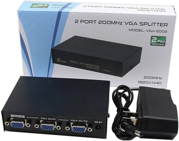 2 Li VGA Video Çoklayıcı (2 Port Video Splitter), 1920 x 1440 Dpi, 350 Mhz. Videobant Genişliği 2. el ürün ürün görseli 1