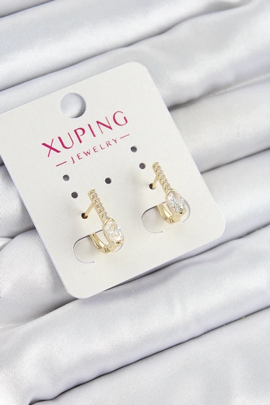 Xuping Zirkon Taşlı I Model Gold Renk Kadın Küpe - TJ-BKP10842 ürün görseli 1