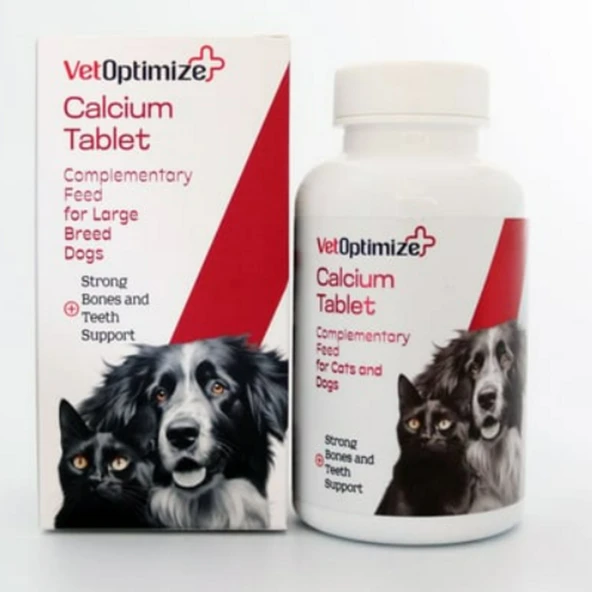 VetOptimize Calcium 84 Tablet  Kedi & Köpek İçin Kalsiyum, D3 Vitamini ve Kemik Gelişim Desteği ürün görseli 1