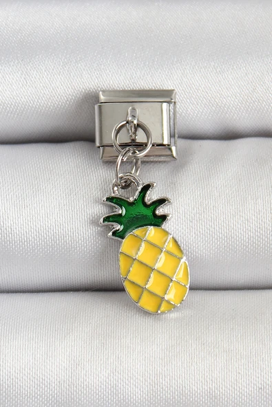 316L Çelik Gümüş Renk Ananas Model Nomination Charm - TJ-BC1496 ürün görseli 1