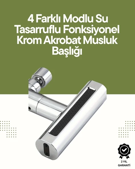 Krom Musluk Başlığı | 4'ü 1 Arada Su Çıkışı | Kolay Montajlı P125153S1631 ürün görseli 1