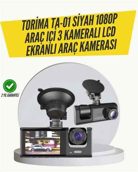 TA-01 3 Kameralı 1080P Araç Kamerası Siyah P125109S1480 ürün görseli 1