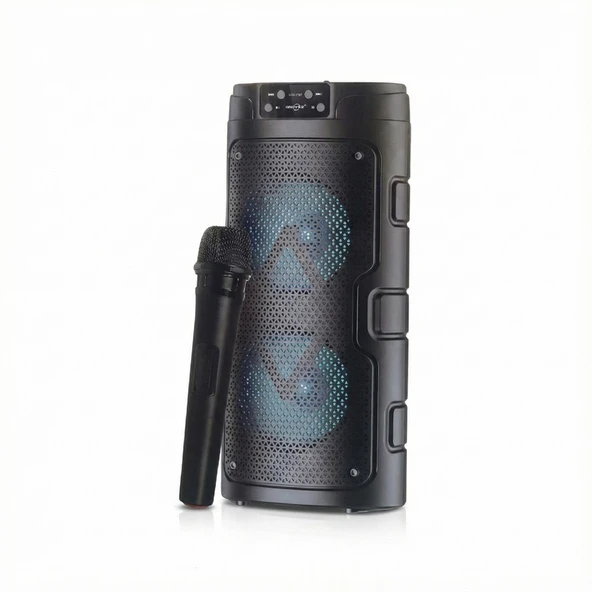 1926 Kablosuz Mikrofonlu RGB Ledli USB/TF/Radyolu Taşınabilir Bluetooth Hoparlör Parti Speaker ürün görseli 1