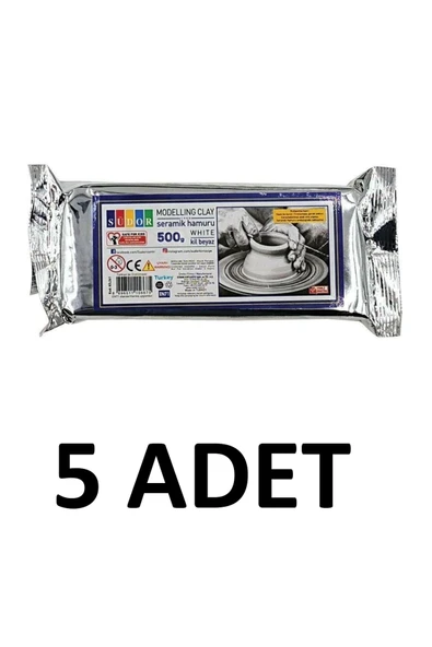 Beyaz Kil Hamuru 500 gr x 5 Adet (2,5 Kg) Hava ile Kuruyan Seramik & Heykel Kili | Doğal Modelleme Hamuru ürün görseli 1