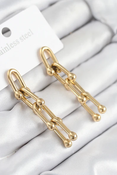 316L Çelik Sallantılı Tifany Model Gold Renk Kadın Küpe - TJ-BKP11213 ürün görseli 1