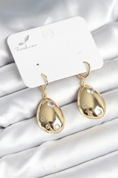 Gold Renk Pirinç Damla Model Kadın Küpe - TJ-BKP11281 ürün görseli 1