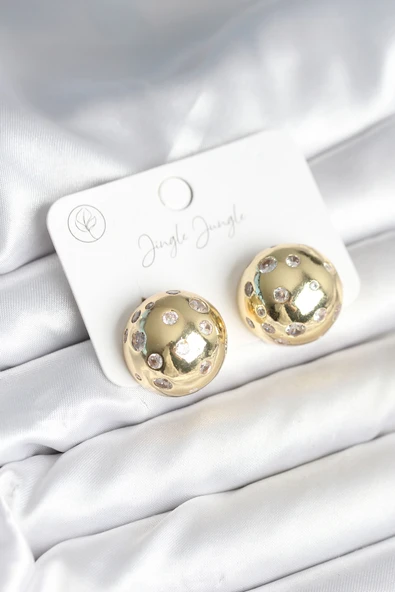 Pirinç Gold Renk Zirkon Taşlı Kadın Küpe - TJ-BKP11292 ürün görseli 1