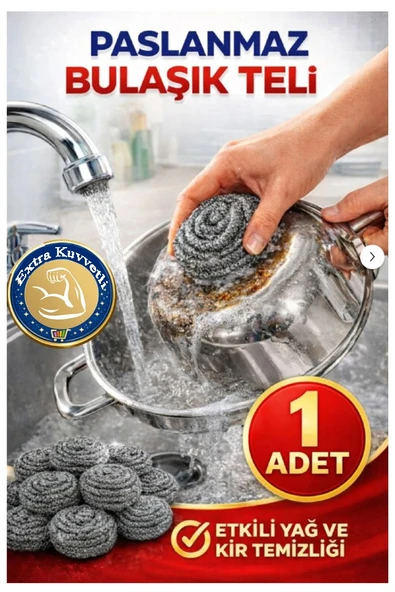 Bulaşık Teli Ovma Teli 1 Adet Pratik Ekonomik Toptel Sürtme Teli Lavabo Mutfak Banyo Temizlik Teli Sert Yüzey İçin ürün görseli 1