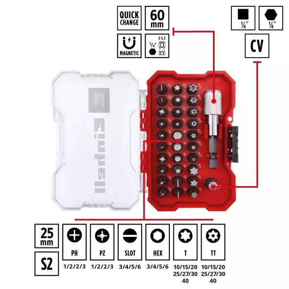Einhell XS-CASE 32 Parça Bits Uç Seti 49118693 - Resim 3