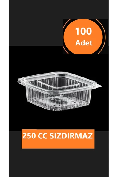 Sızdırmaz Düz Kapaklı Şeffaf Plastik Kap, 250 cc kapasiteli, 100 Adet, Gıda Saklama ve Servis Kabı ürün görseli 1