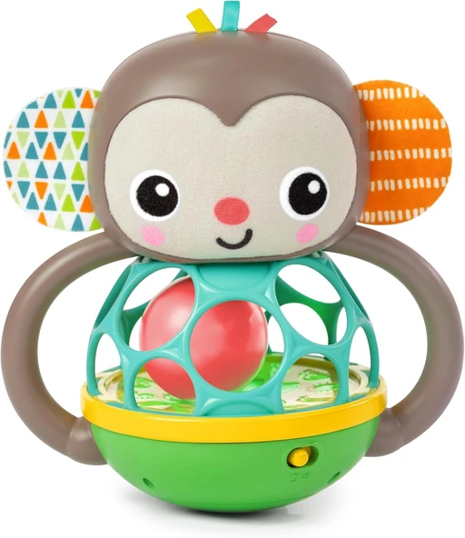 Bright Starts Grab & Giggle Monkey Light-Up Müzikal Çıngırak Oyuncağı ürün görseli 1
