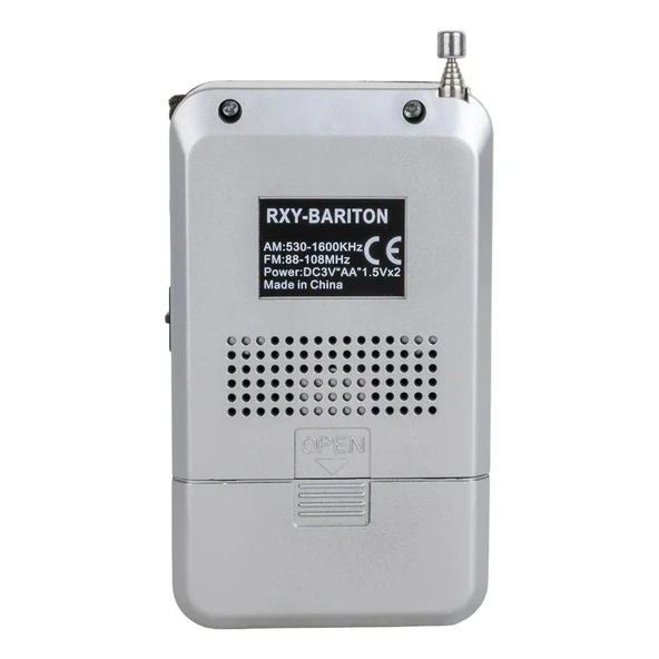 Bariton Cep Tipi Mini Analog Radyo Gri - Resim 2