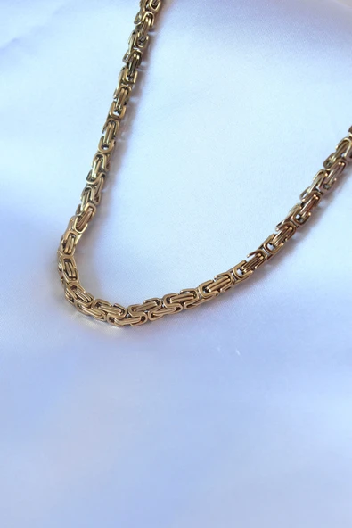 316L Çelik Gold Renk Kral Zincir Model Erkek Kolye - TJ-ERK1323 ürün görseli 1