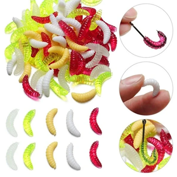 10 x 2.4 cm 5 Farklı Renk Yumuşak Silikon Kurtçuk Olta Balık Yemi ürün görseli 1