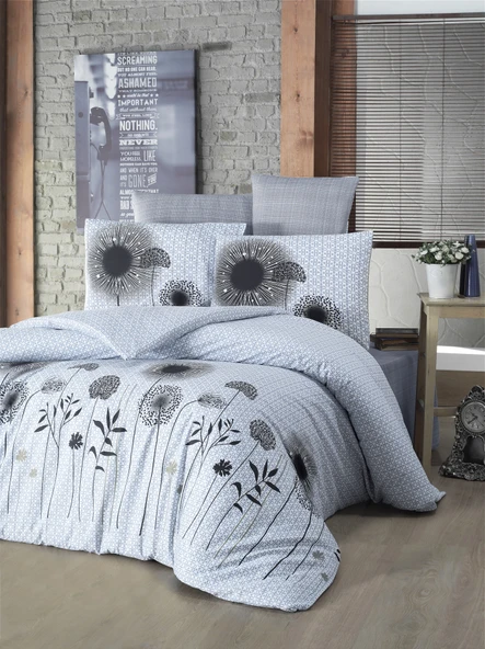 Komfort Home Çift Kişilik Polycotton Nevresim Takımı (White Black) ürün görseli 1