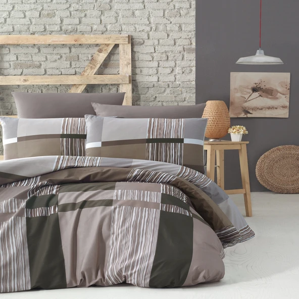 Komfort Home Tek Kişilik Ranforce Nevresim Takımı (Estela Brown) ürün görseli 1