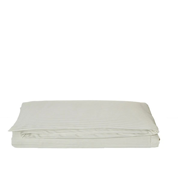Komfort Home Çift Kişilik Çizgili Pamuk Saten Nevresim / Krem ürün görseli 1