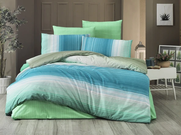 Komfort Home Tek Kişilik Polycotton Nevresim Takımı (Rainbow Yeşil) ürün görseli 1