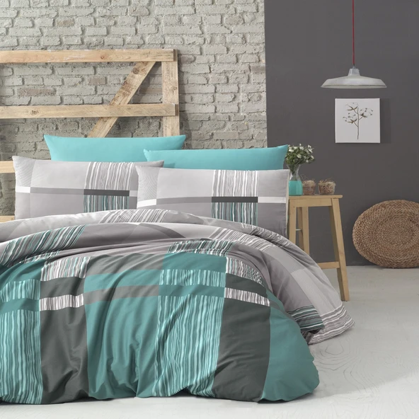 Komfort Home Çift Kişilik Ranforce Nevresim Takımı (Estela Turquoise) ürün görseli 1