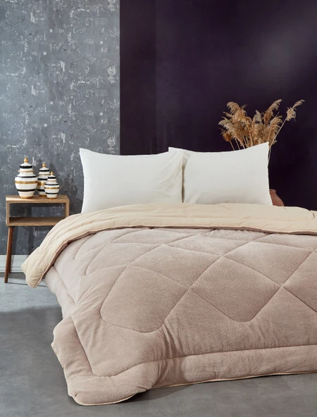 Komfort Home Çift Kişilik Welsoft Yorgan Çift Taraflı / Sütlü Kahve 195x215 cm ürün görseli 1