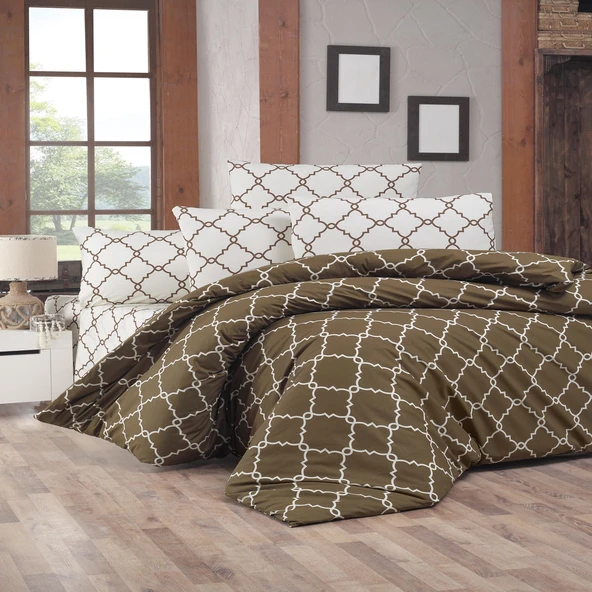 Komfort Home Tek Kişilik Ranforce Nevresim Takımı (Symbol Brown) ürün görseli 1