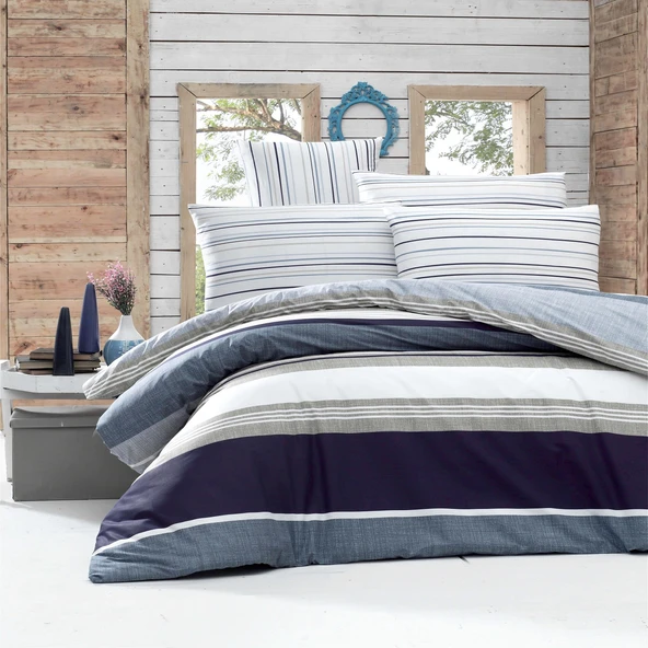 Komfort Home Tek Kişilik Ranforce Nevresim Takımı (Savoy Blue) ürün görseli 1