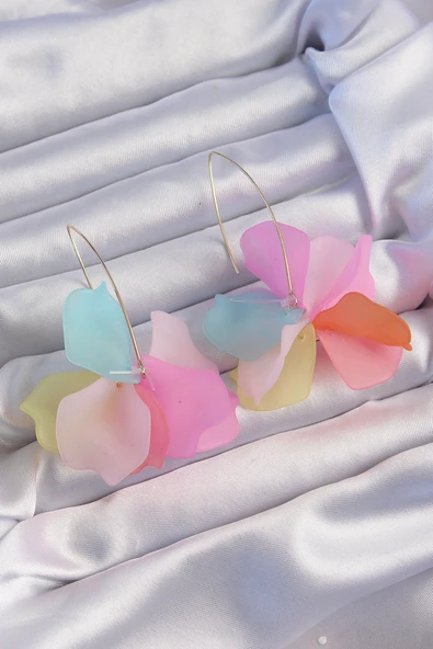 Pirinç Karışık Renkli Flora Küpe - TJ-BKP9267 ürün görseli 1
