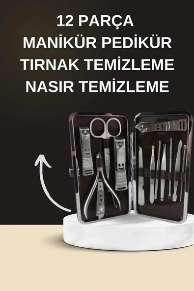 Elektrikli Manikür Pedikür Seti İkili Set 12 Parça Tırnak Bakımı Törpü Protez Çıkarma P126310S436 ürün görseli 1