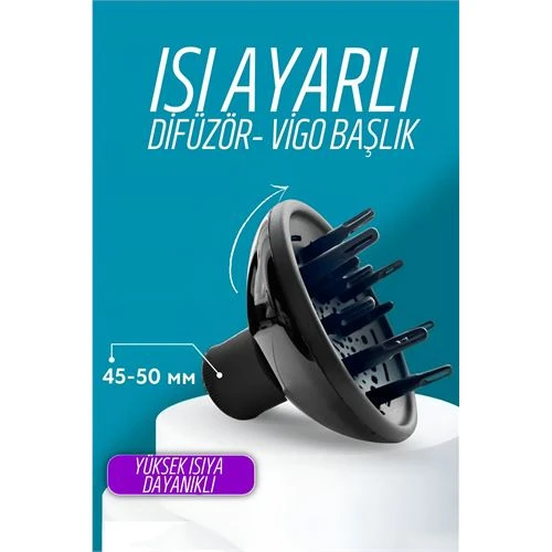Isı Ayarlamalı Fön Için Difüzör Vigo Başlık Dönerli Profesyonel ürün görseli 1