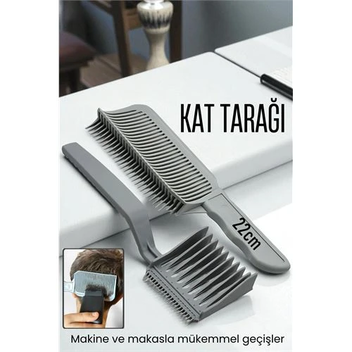 Uzun Kat Tarağı Kavisli Kontur Geçiş Kat Kesim Kesim Tarağı 2 li SET Kuaför Berber ürün görseli 1