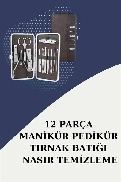 12 Parça Paslanmaz Çelik Kompakt ve Taşınabilir Manikür Makası Tırnak Makası P126349S3386 ürün görseli 1