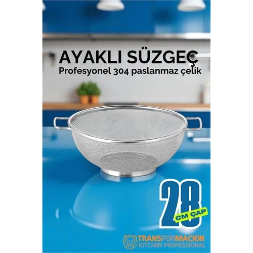 28 cm Süzgeç - Makarna Süzgeci Pirinç Meyve Süzgeci 304 Paslanmaz Çelik ürün görseli 1