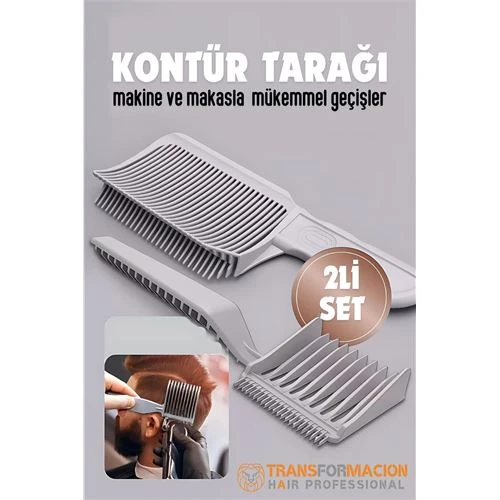 Kuaför Berber Kavisli Kontur Kesim Tarağı 2 li SET ürün görseli 1