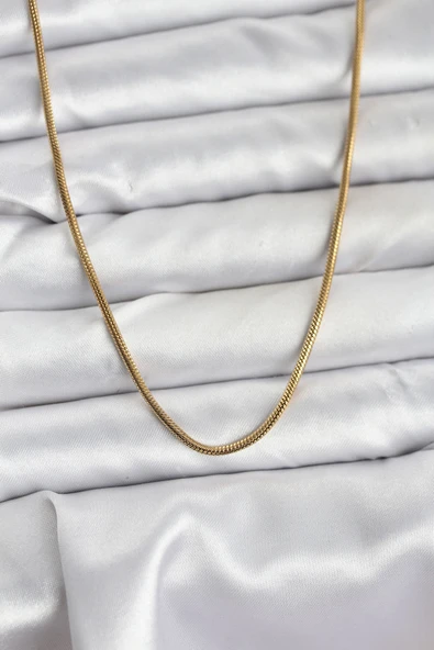 316L Çelik Zincir Gold Renk 60 cm Yılan Zincir Kadın Kolye - TJ-BKO10682 ürün görseli 1