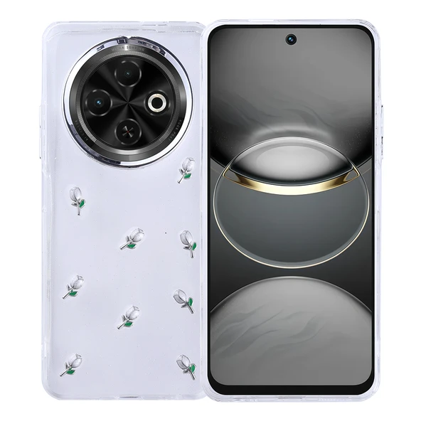 Tecno Spark 30C Kılıf Airbag Tasarımlı Simli Şeffaf Kutup Kapak ürün görseli 1