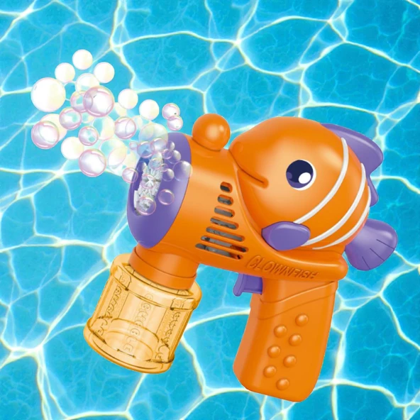 VIP YÜKSEK KALİTE IŞIKLI TURUNCU BALIKLI KÖPÜK TABANCASI CLOWNFISH BUBBLES GUN BALONCUK TABANCASI ürün görseli 1