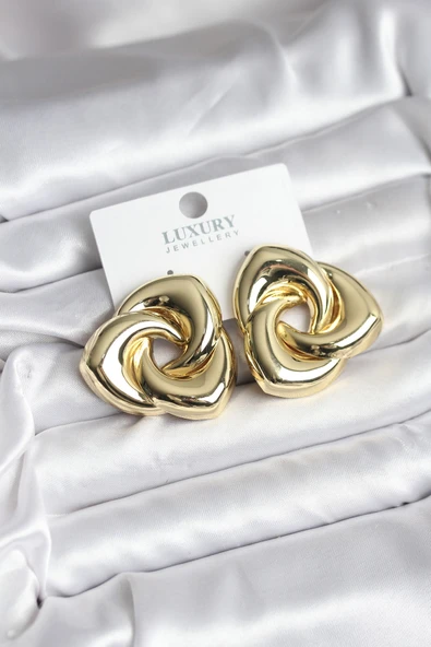 Pirinç Gold Renk Geometrik Vintage Kadın Küpe - TJ-BKP11437 ürün görseli 1