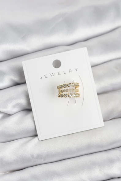 Gold Renk Zirkon Taşlı Pirinç Kıkırdak Earcuff Küpe - TJ-BKP11617 ürün görseli 1