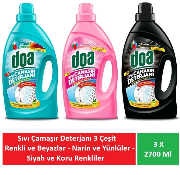 Doa Sıvı Çamaşır Deterjanı Renkliler Ve Beyazlar Bakım Ve Koruma 3 X 2700 Ml ürün görseli 1