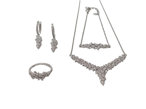 Zirkon Taşlı 925 Ayar Gümüş Rodyumlu Takı Seti 17-22 Gram (036) ürün görseli 1