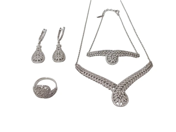 Zirkon Taşlı 925 Ayar Gümüş Rodyumlu Takı Seti 20-25 Gram (029) ürün görseli 1