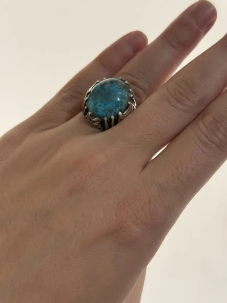 Firuze Turkuaz Taşlı 925 Ayar Gümüş Yüzük 16,9 Gram ürün görseli 1