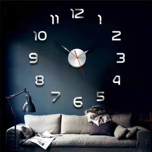 Bağımsız Parçalı Rakkamlı Harf Duvarda Kabartma Altın Gümüş Renk Büyük Dıy Clock Ev Ofis Duvar Saati ürün görseli 1