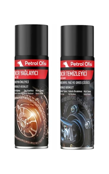 Petrol Ofisi Po Motosiklet Zincir Yağı ve Temizleme Sprey Seti ürün görseli 1