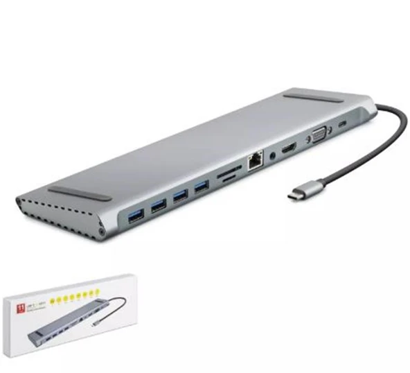 HADRON HDX7854 TYPE-C HDTV COMBO TYPE-C + HDMI 4K 30Hz + 4-USB3.0 + VGA + AUDIO + ürün görseli 1