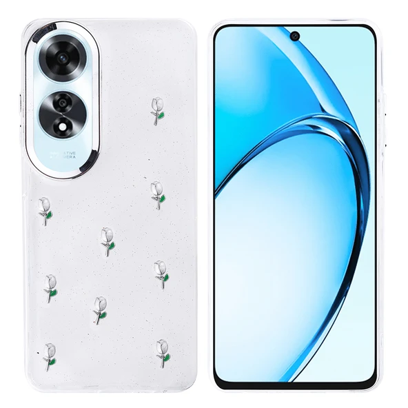 Oppo A60 Kılıf Airbag Tasarımlı Simli Şeffaf Kutup Kapak ürün görseli 1