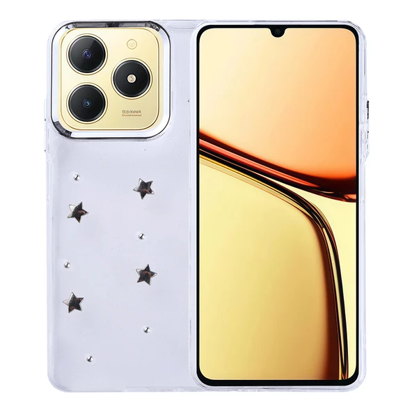 Realme C61 Kılıf Airbag Tasarımlı Simli Şeffaf Kutup Kapak ürün görseli 1
