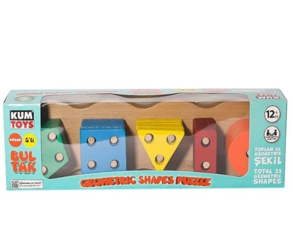 Kumtoys Bul Tak Ahşap Geometric Shapes Puzzle Oyunu Eğitici Oyuncak ürün görseli 1