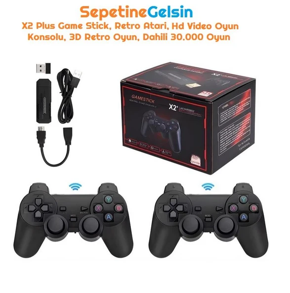 Sepetinegelsin X2 Plus Game Stick, Retro Atari, Hd Video Oyun Konsolu, 3D Retro Oyun, Dahili 30000 Oyun ürün görseli 1