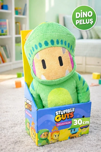 Stumble Guys Dino Peluş Oyuncak – Yeşil Sevimli Karakter, Yumuşak Lisanslı Peluş ürün görseli 1